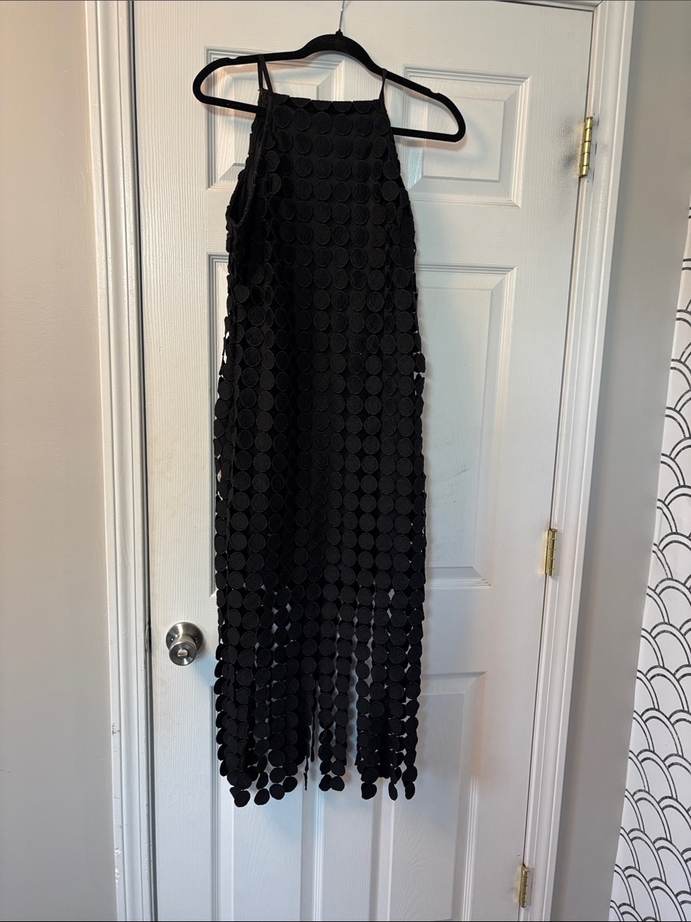Just Me Black Circle Appliqué Midi Dress